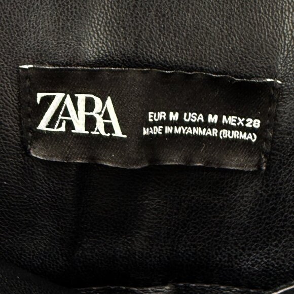 zara faux leather pants 7102 / 228 / 800 gathered waist detail black M - Picture 5 of 9